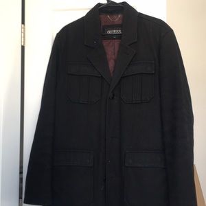 Men’s Guess black pea coat XL